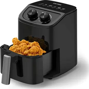 OSTBA 2.5QT/4.5QT Air Fryer for 1–2 People, Small Air Fryer with 6 Menu Options, Dual Knob Manual Temp & Timer, 3D Rapid Air Circulation, Nonstick & Dishwasher Safe Basket, Oil-Free Healthy Cooking