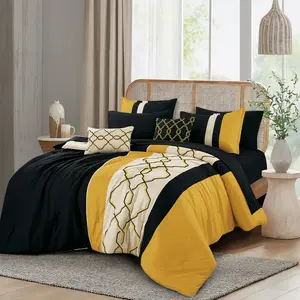 Luxury 9 Piece Comforter Set – Designer Bedding Set with Sheets Included, Oversized Thick Comforter, Soft Microfiber (Queen/King/Cal King)