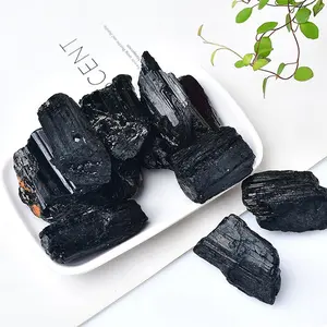 3 Pieces Raw Rough Black Tourmaline Gemstone Rock Chunks Healing Mineral Rocks Natural Crystal Specimens Gifts, 3-5cm size