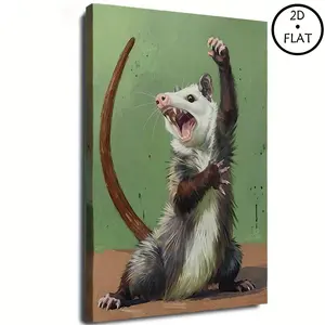 Opossum Funny Poster Canvas Wall Art,Screaming Opossum Poster, Quirky Wall Decor, Opossum Humor Artwork for Animal Lovers, Funny Gift Idea for Home quirky wall decor opossum humor artwork  poster unique art decor posters