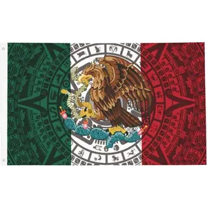 Mexican Flag Tapestry, 3x5Ft Size, Durable Polyester, Double-Sided with Brass Grommets, Fade-Resistant Vivid Colors, Indoor/Outdoor Home Decor (Green, Red)