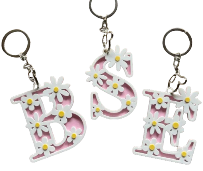 Daisy 3D Raised Alphabet Shape Keychain - Unisex Fashion Costume Jewelry Accessory for Daily Use, Casual Wear, Gift Ideas