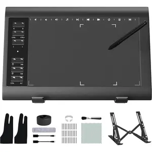 Graphic Drawing Tablet, Digital Sketch,Design for PC and /Pad-12 Hot , Compatible Windows//Android,The Adjustable  Stand,16384 Upgrade Levels -Free Pen, 10x6.25