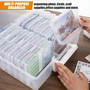 4×6 inch Plastic Photo Storage Box,Photo Cases,Picture Storage Containers With Handle,16pcs photo organizers and storage For Photos,Picture,Greeting Card,Stickers,Seed,Craft Supplies (Clear)