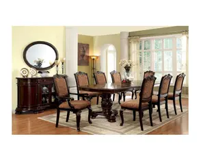 CM3319T-F-7PC 7 pc Astoria grand rolanda bellagio brown cherry finish wood double pedestal dining table set