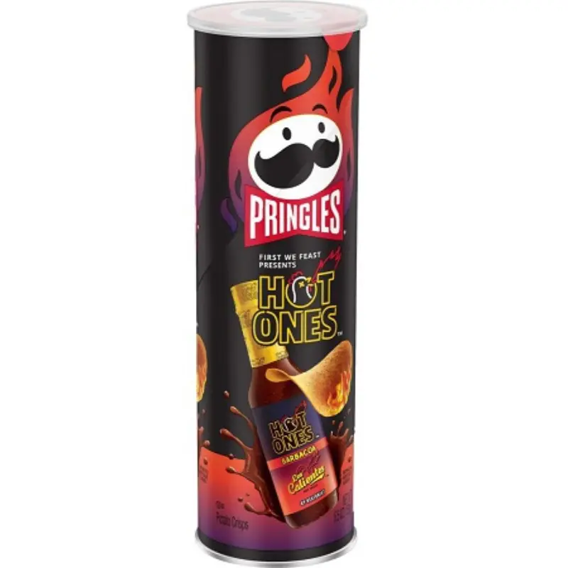 3x Pringles Hot Ones Barbacoa Potato Crisps - Spicy Roast Beef Flavor, Crunchy, Crispy, 5.5oz Packaged Bite-Sized Crisps & Puffed Snacks, Party Snacks, Bulk Wholesale Bundle for Lunch Box Stocking Stuffer