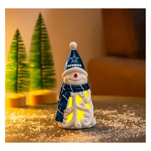 Evergreen 8"H LED Snowman Garden Statuary withNFL Team Logo