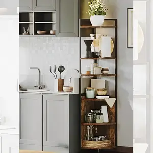 Seasonal promotion 6-Tier Corner Shelf, 71 Inches Corner Bookshelf Multipurpose Storage, Corner Display Rack, Corner Shelf For Living Room, Home Office, Bedroom, Kitchen, Small Space (Retro Brown) Storage Organizers