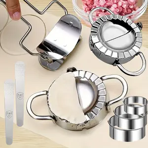 8Pcs Dumpling Press Molds Set and Cutter-Make Dumpling Skin,Stuffing,Empanadas,Ravioli-Kitchen Accessories Potstickers Calzone