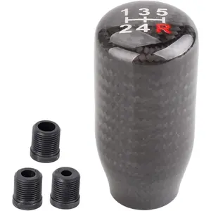 racing Carbon Fiber Shift Knob for Automatic and Manual Vehicles, Carbon Fiber Gear Shift Knob, 5 Speed Black