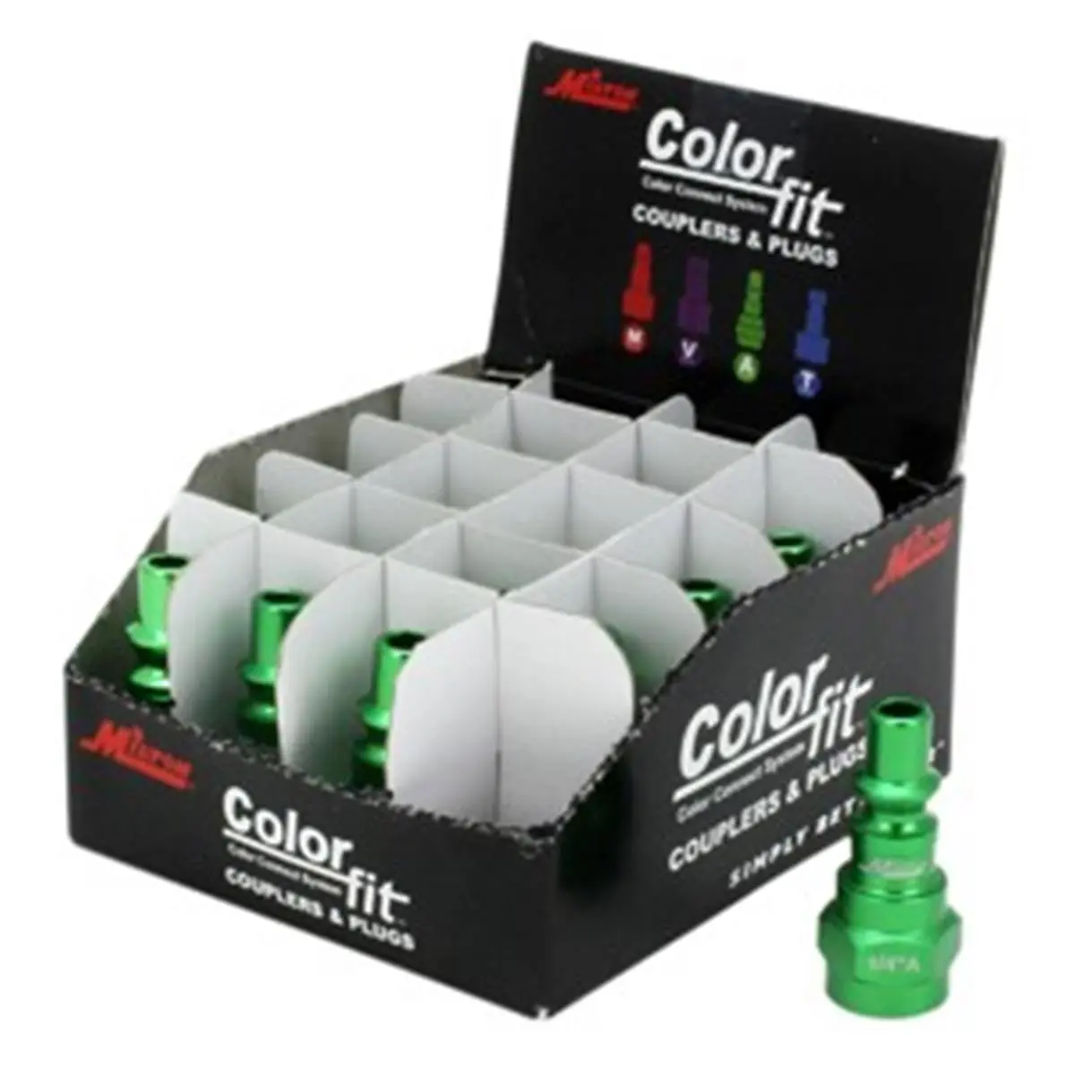 Milton ColorFit Green 0.25 in. NPTF Threaded Plug - Push-to-Connect Adapter Pipe Fitting, Quick Connect Fittings, Coupling, Easy Matching Component, Cross-Contamination Eliminator for Industrial Users