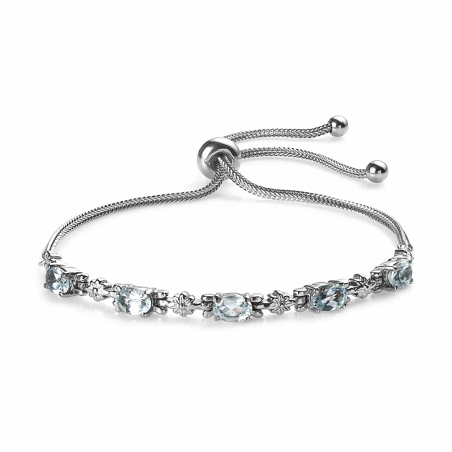 2.35 ctw Sky Blue Topaz Bolo Bracelet in Stainless Steel