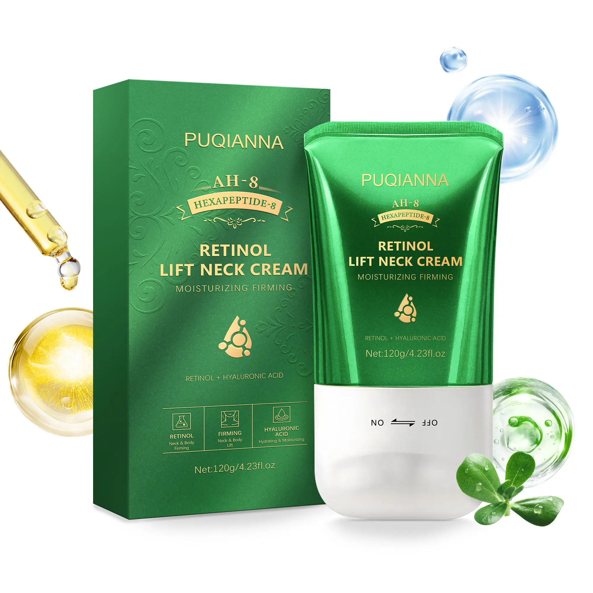 Retinol Neck Cream - Advanced Neck Firming Cream with AH8 for Crepey Skin, Hyaluronic Acid Moisturizer for Face, Neck & Body to Tighten, Lift & Reduce Wrinkles 4.23oz