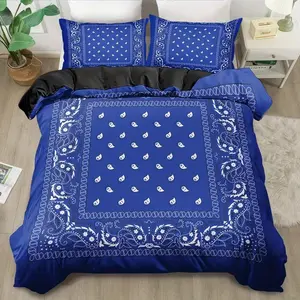 3pcs Modern Blue and White Paisley Printed Bedding Set - Soft and Breathable Polyester duvet Cover, 1 duvet cover and 2 pillowcases (unfilled), a must-have for all seasons comfort in bedrooms, guest rooms, and dormitories | Elegant Bedding Set