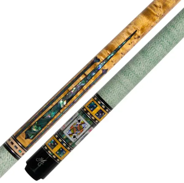 McDermott Cues BMC Casino 6 Billiards Cue - Maple Wood Construction, Antique Look Design, 4-Suits Themed Butt Sleeve with Paua Shell Accents, Four Suits