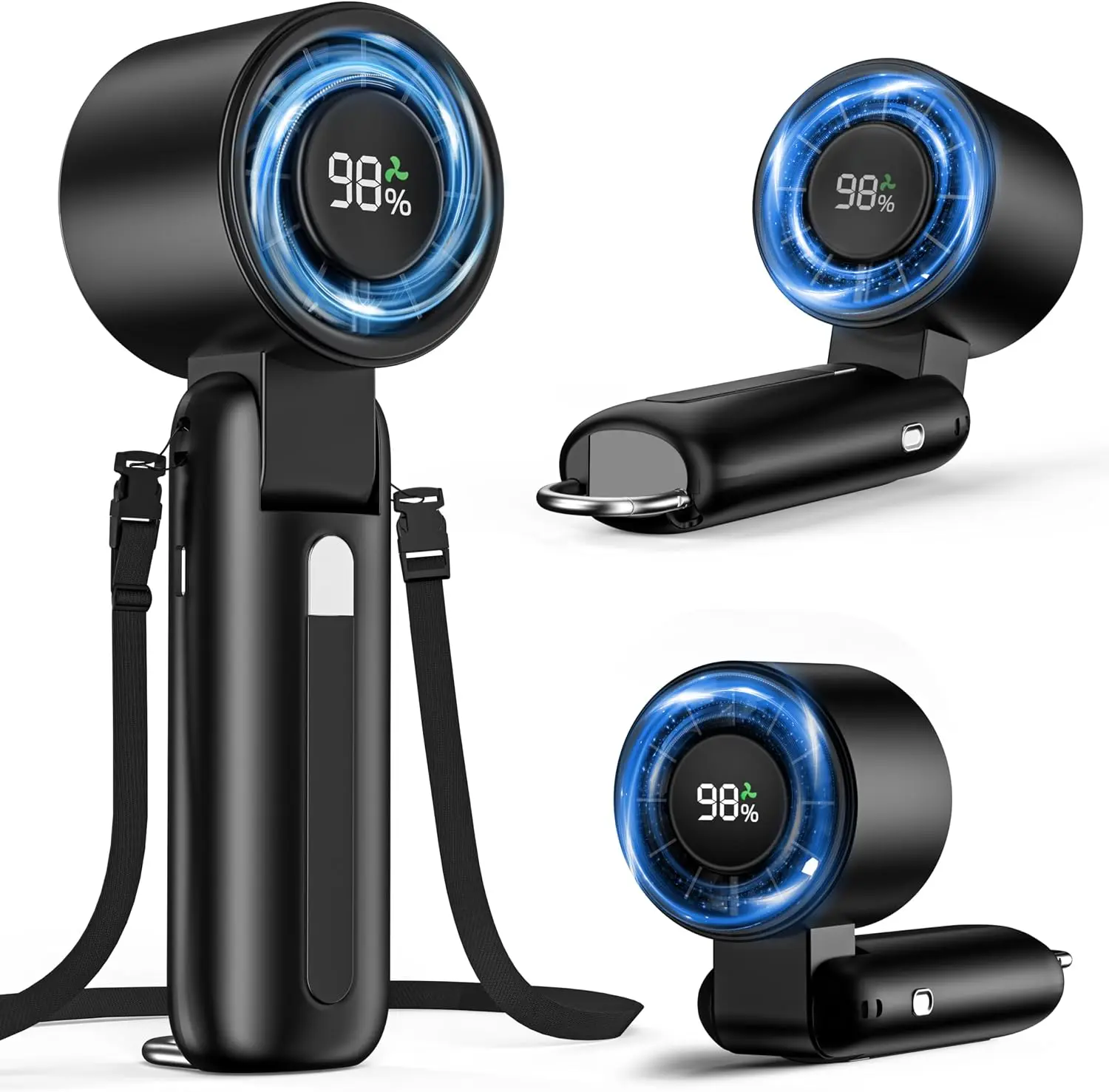 2026 Upgraded Portable Fan – Handheld High-Speed Fan, 100 Adjustable Levels, Foldable for Travel & Outdoor Use