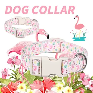 Flamingo Theme Dog Collar Quick Release Safety Buckle, Durable Breathable, Suitable for Small/medium/large Dogs, Indoor Outdoor Use