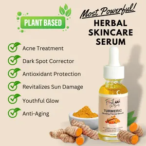 Turmeric Glowing Facial Serum with Vitamin C, Aloe Vera & 24k Gold - Dark Spot Corrector, Antioxidant Protection, Anti-Aging Benefits - 1 fl oz / 30 ml