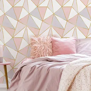 Gold Geometric Pattern Self-Adhesive Wallpaper PVC Material, Cuttable Wardrobe Sticker Drawer Decal, Furniture Renovation and Upgrade