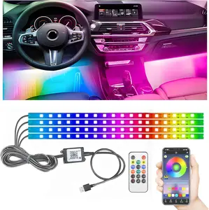 STONEBANKS .FT LED Interior Light for Car, LEDs RGB USB Under Dash Lighting, Footwell Neon Internal Lights Kit, Smart APP and Remote Dual Control, Multicolor Music and Mic Mode