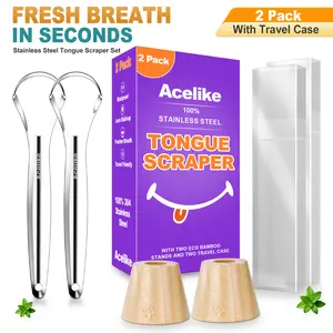 Acelike Spoon Shaped Stainless Steel Tongue Scraper (2-Pack)