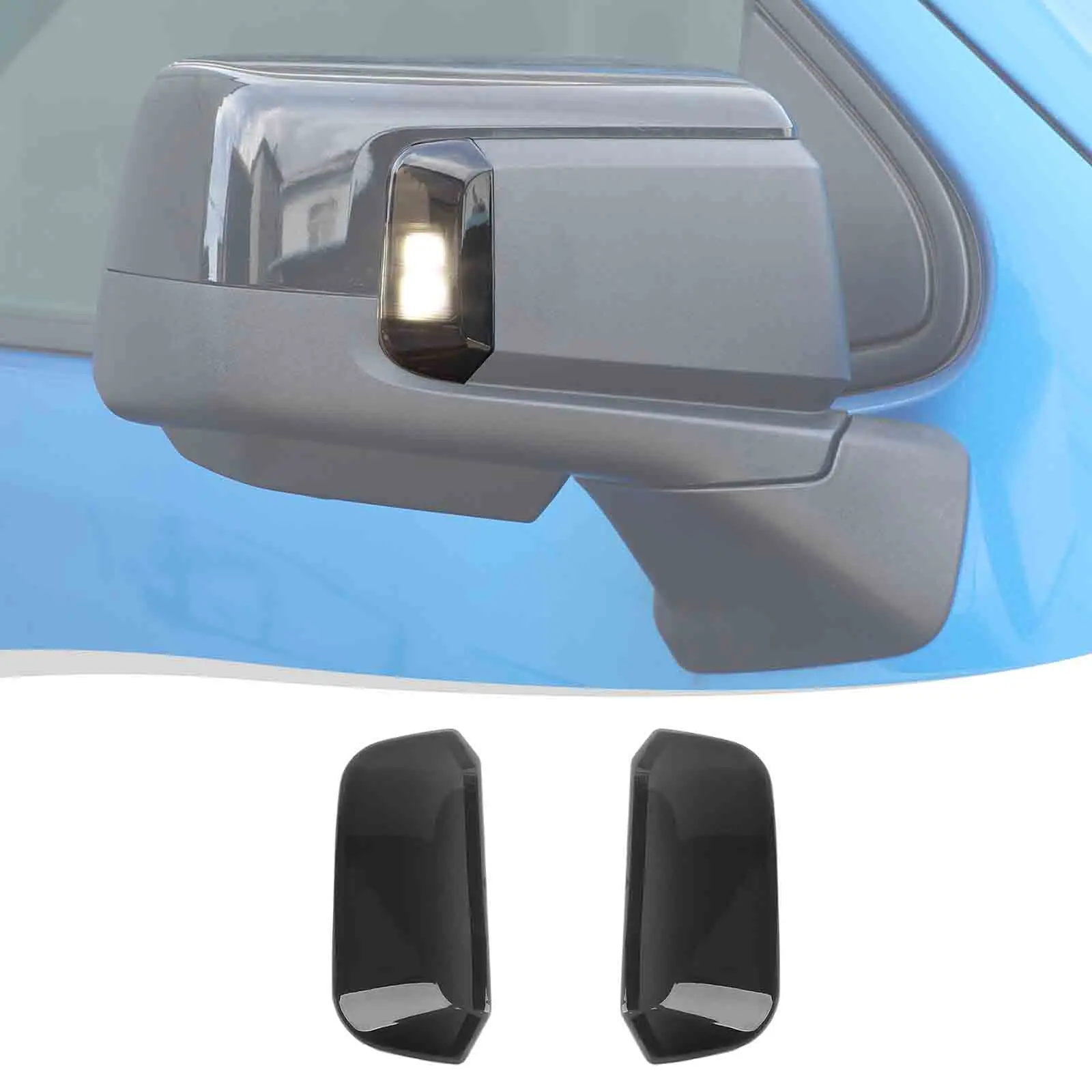 Chevy Smoked Black ABS Side View Mirror Turn Signal Side Lamps Decor Trim for 2019+ Chevy Silverado/GMC Sierra, High-Quality UV Coating, Easy Installation, Carbon Fiber Exterior Wrap, Car Exterior Accessories, Car Accessories, Accessories For Car