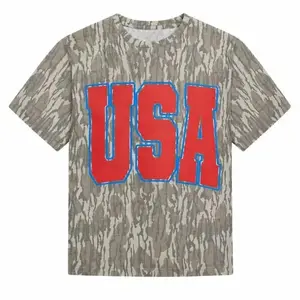 Mossy Oak Camo USA Graphic Tee | Vintage Washed Out Camo T-Shirt Oversized Streetwear
