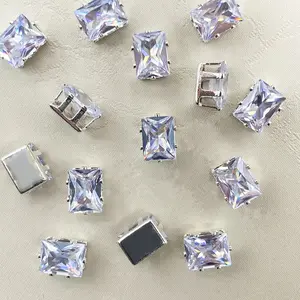 Pack of 40 Rectangular Zirconia Rhinestones 5mmx7mm, DIY Clothing Accessories Jewelry Decoration, Hand Sewing Drill Supplies, Bead Sequin