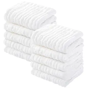 Yoofoss Muslin Washcloths 100% Cotton Face Towels 12/10/6 Packs Wash Cloths set 12x12in Soft and Absorbent