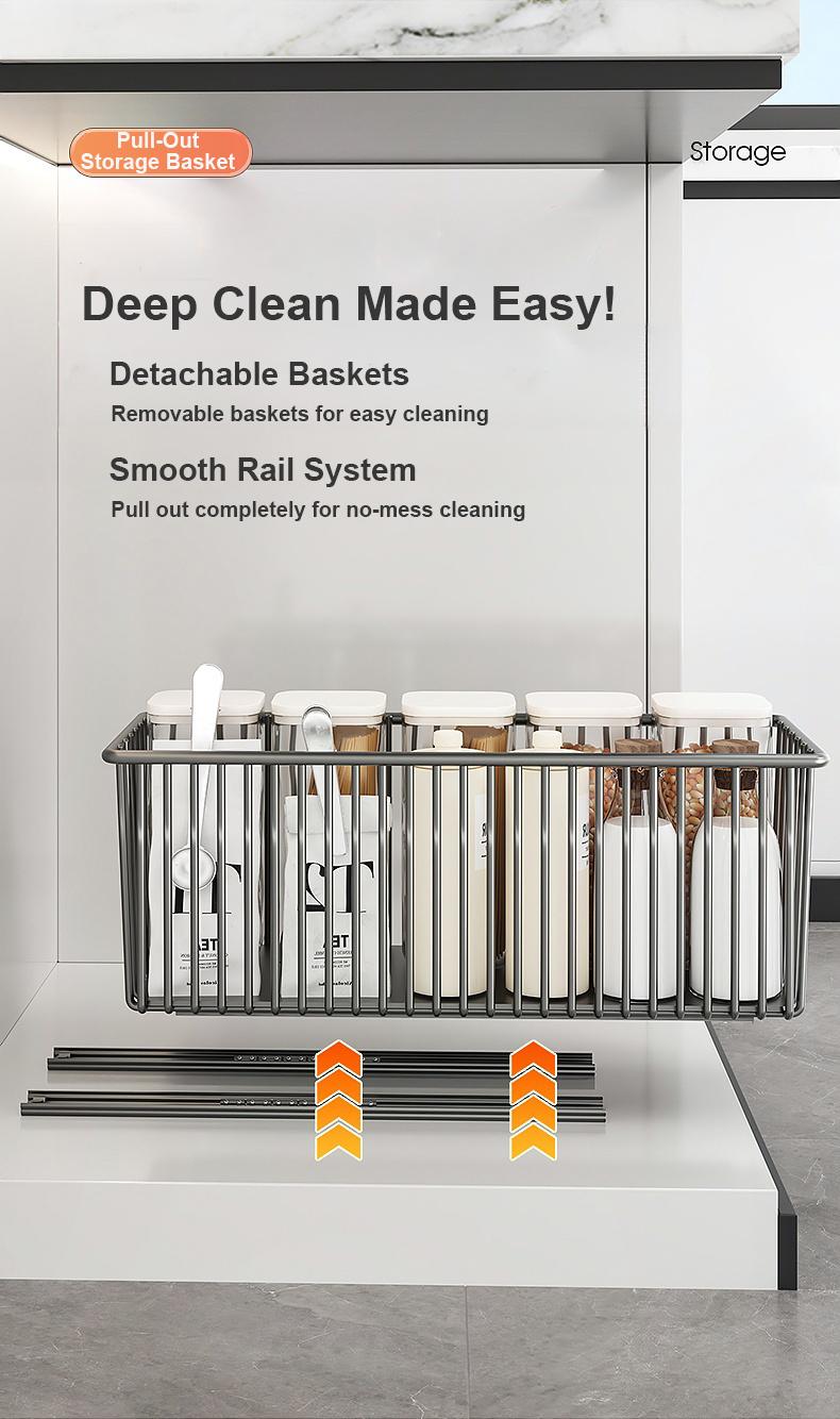Pull-Out Cabinet Organizer Basket|Under Sink Sliding Storage for Kitchen Cabinets|Clearance Sale|Space Saving Kitchen Organizer,dorm essentials,home decor
