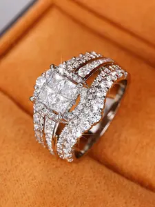 Elegant Zirconia Ring with Graphic Pattern, Statement Ring, Perfect Gift for Loved Ones, Special Occasion Jewelry, All Seasons Style