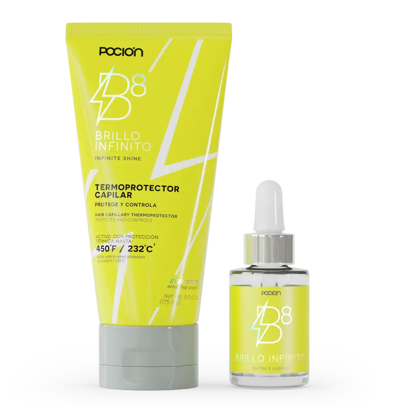 Duo Brillo Capilar Poción, Termoprotector B8, Aceite B8