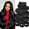 Charmanty Premium 100% Raw Unprocessed Virgin Remy Human Hair Extensions, 10-32in Raw Hair Bundles, Long Modern Double Wefts, 1/3/4 Count, Natural Black/613 Blonde, Tangle-Free Salon-Quality for Sew In & Quick Weaves