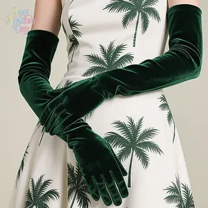 Luxurious Long Stretch Velvet Evening Gloves, Elegant Opera-Style Formal Gloves for Women, Ideal for Parties, Balls, Weddings, and Costume Events