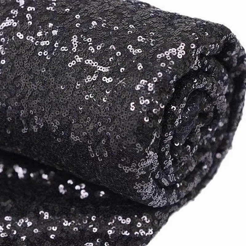 Black Sequin Glitter Fabric Bolt - 54"x4yd Sparkling Textile Roll, All-Seasons Material for Tablecloths, Backdrops, DIY Crafts, Sewing Projects (Ideal for Wedding Dresses, Prom Dresses for Sparkling Look)