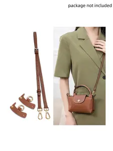Replacement accessories for MINI tote bag, adjustable shoulder strap fits Longchamp mini bag, used for MINI handbags, including leather modification buckle and shoulder strap, no need for punching, suitbale for crossbody or shoulder