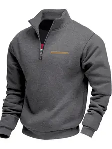 High Quality Men's Quarter Zipper Long-Sleeved Hoodie, Athletic Sweatshirt, Casual Sports Jumper, Stylish And Comfortable, Suitable For Daily Collocation, All-In-One Zipper Design, Suitable For Any Season