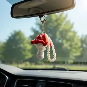 Handmade Crochet Mushroom Keychain, Bag Charm, Car Decoration, House Decor, Cute Accessory for Keys and Bags, Car Interior Decoration