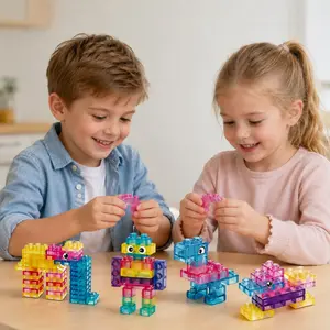 1 Set Montessori Sensory Building Blocks for kids, Soft Squishy Stacking Toy Set,  Educational Gift