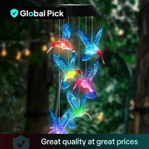 Creative Bird Design Solar Wind Chimes, Summer Color Changing Hummingbird LED Twinkle Lights, Outdoor Garden Decorative Solar Light, Home Decor, Windchimes, Solar Garden Fountain, Garden Accessories, Garden Border Fence