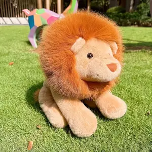 Cute Lion Plush Toy - Realistic Soft Stuffed Lion Cub with Long Hair, Lion Doll Suitable for & s, Cozy Bed/Couch Decor, Birthday Gift for Animal Lovers