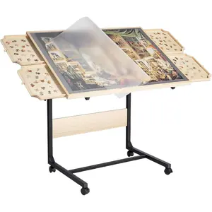 VEVOR 1500 - Piece Puzzle Table with 4 Drawers, Adjustable 6 - Angle Tilt, 34x25in Felt Surface Board at 26in Height, Folding Legs Cover, Adult Jigsaw Accessories, Gift for MomVEVOR Super Brand Day