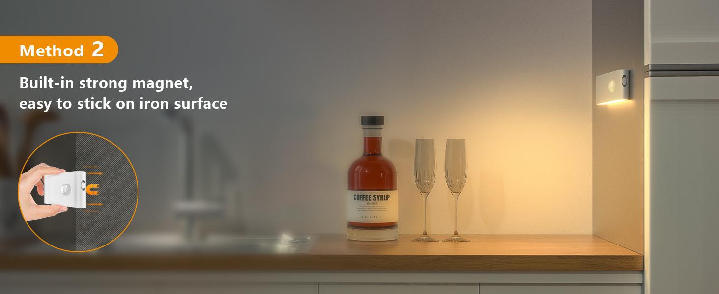 Motion Sensor Night Light, Rechargeable Stair Lights Indoor, Warm White Motion Sensor Light Indoor, Battery Operated Night Light for Hallway, Stairway, Bathroom, Bedroom, Kitchen, 3 Pack