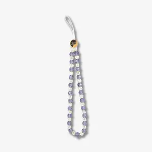 Beaded Phone Charm - Purple White