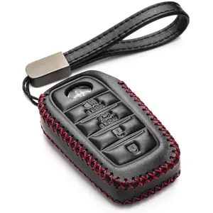 Vitodeco Genuine Leather Smart Key Fob Case Compatible with Land Cruiser, 4Runner, Highlander, RAV4, Camry, Grand Highlander, Sequoia (2019 - 2026 Models) - 4-Button