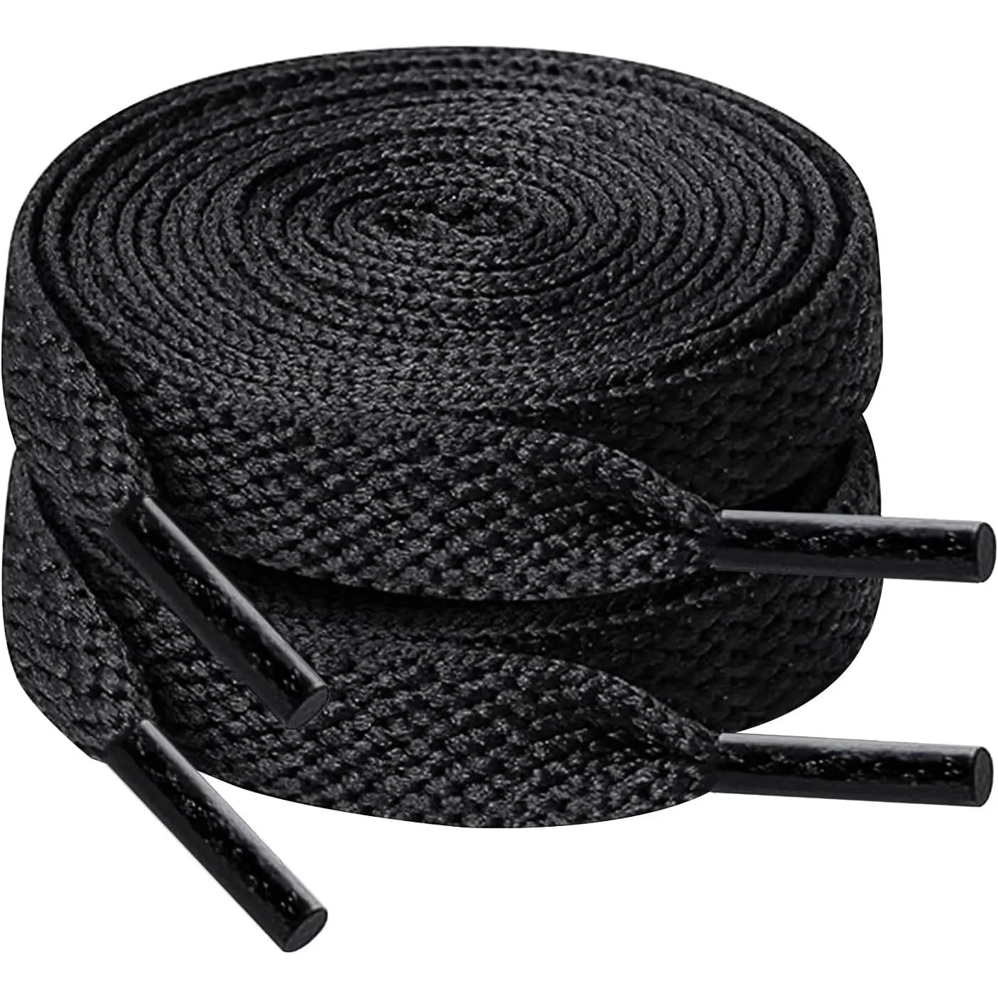 120cm/47inch Flat Shoe Laces for Sneakers, Sturdy Polyester with Non-Fray Tips, Ideal for Various Wear and Bags, Black