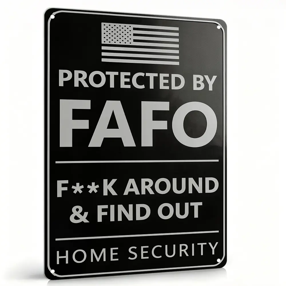 12x8 in Decorative Metal "Protected By Come and Find Out" Lightweight Aluminum Security Warning Sign, Waterproof Rustic Home Supplies Plaque for Adult Home Perimeter Outdoor Safe Garage Wall Art Gift