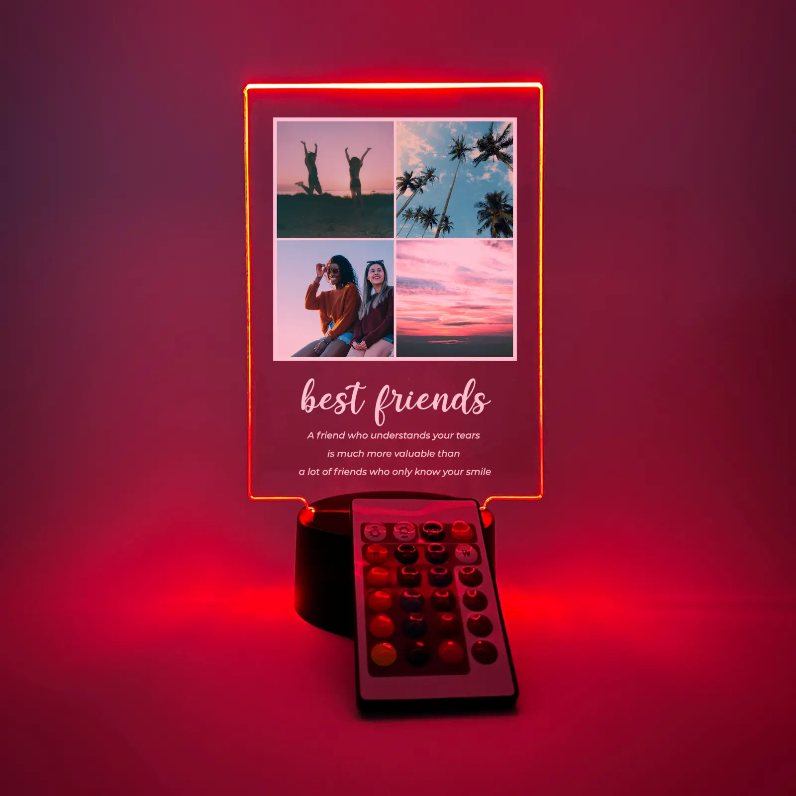 Personalized 4-Picture Custom Photo Collage Display Stand – Best Friend Gift, Family Keepsake, Custom Memory Photo Frame, Desk Table Décor