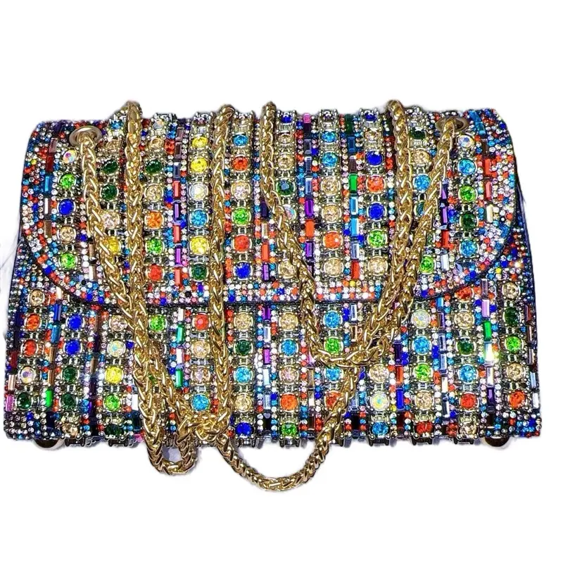 [Christmas Gift]Women's Shoulder Bag Crossbody Handbag with Sparkling Crystal Rhinestones, Evening Clutch Purse Chain Wallet for Christmas Party