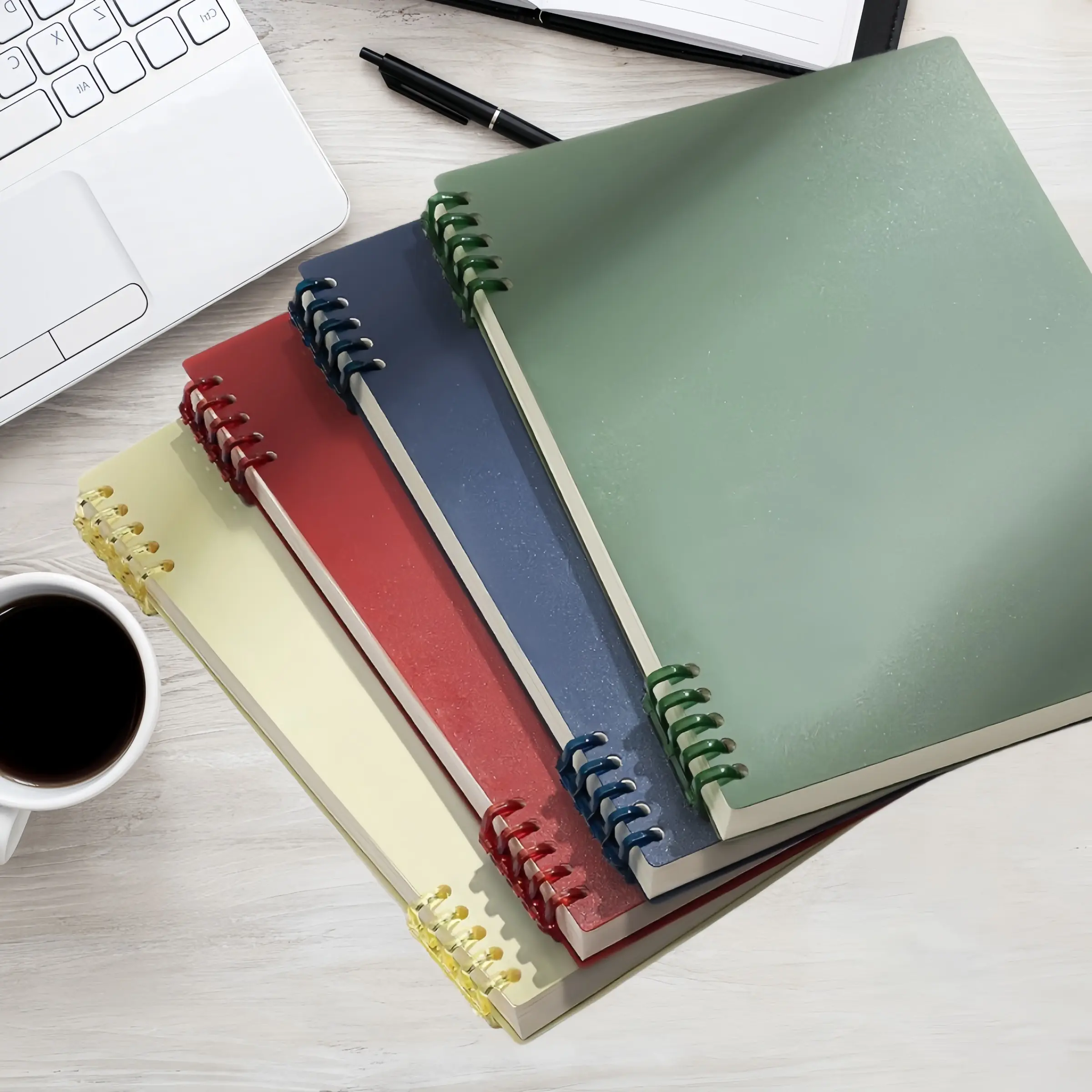 A5/B5 Flip Page Notebook, Grid/Lined Paper, 4 Assorted Color Loose Leaf Paper for 2-Ring Binders, Durable Cover, Ideal for School, Work, Office, 60 Sheets (120 Pages) per Book/4 Books per Pack, Stationery, School Study Supplies